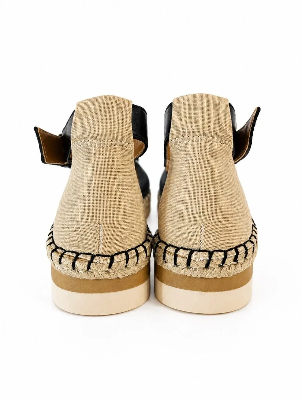 a.n.a Clara Woven Espadrille Sandals Black Beige Ankle Strap Size 6.5 New